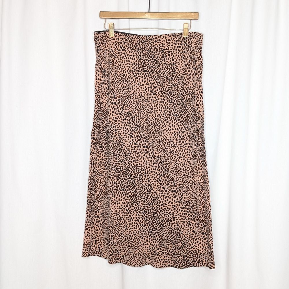 Jenni Kayne Clay Cheetah Slip Skirt Midi Animal Print Neutral Elegant